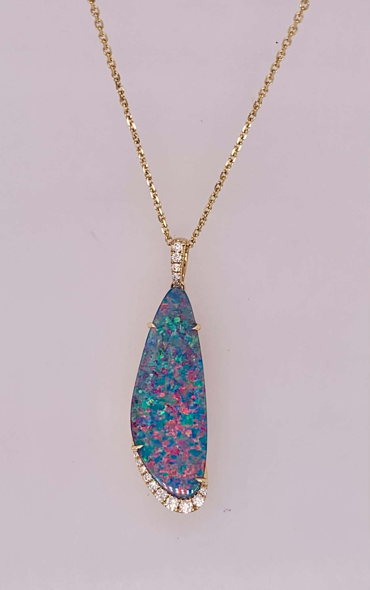 14K Opal & Diamond Pendant
