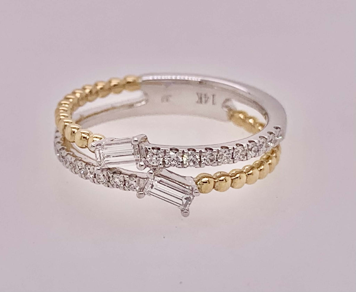 14K Two Tone Gold Diamond Band Ring