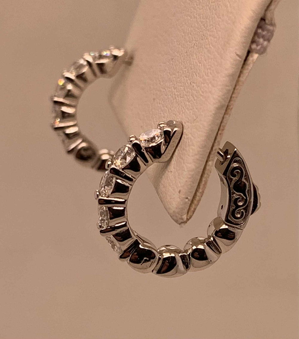 14K LAB Diamond Huggie Hoop Earrings