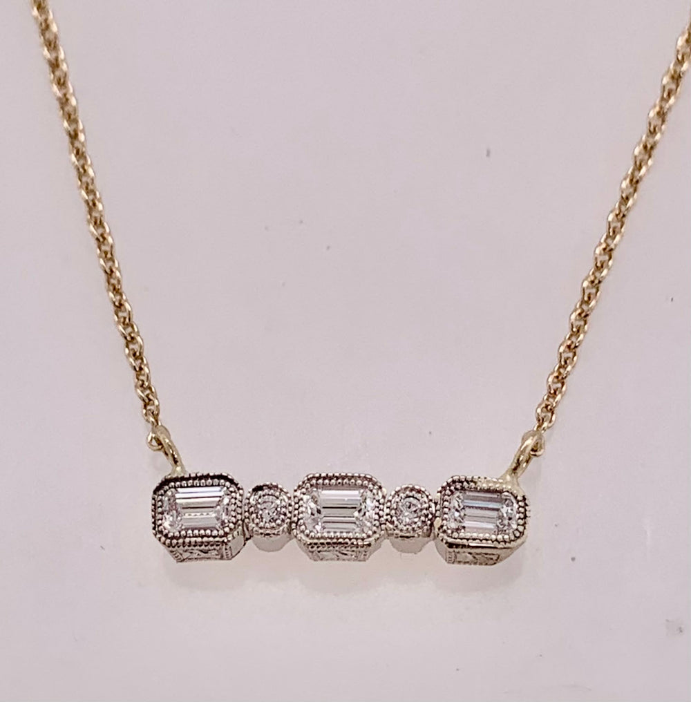 14K Diamond Bar Necklace