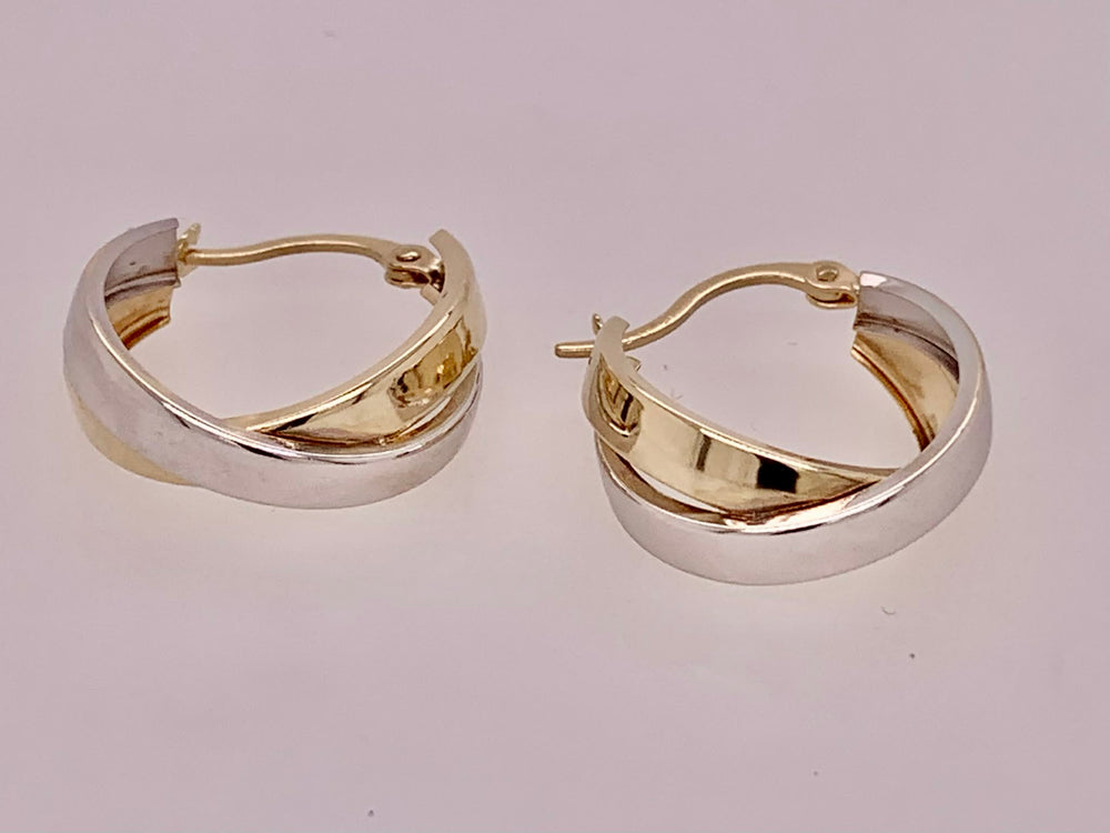 14K Two Tone Hoop Earrings