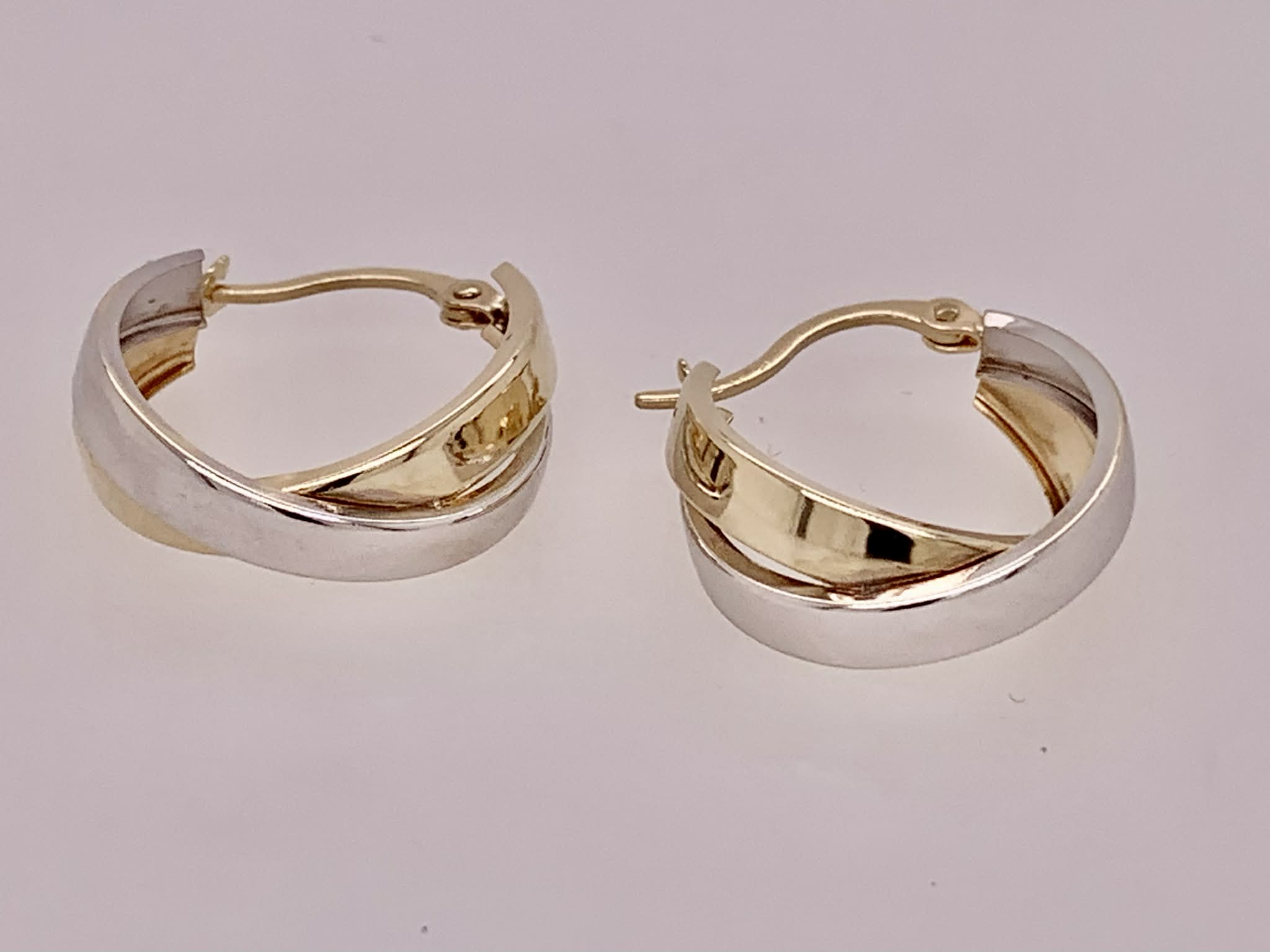 14K Two Tone Hoop Earrings