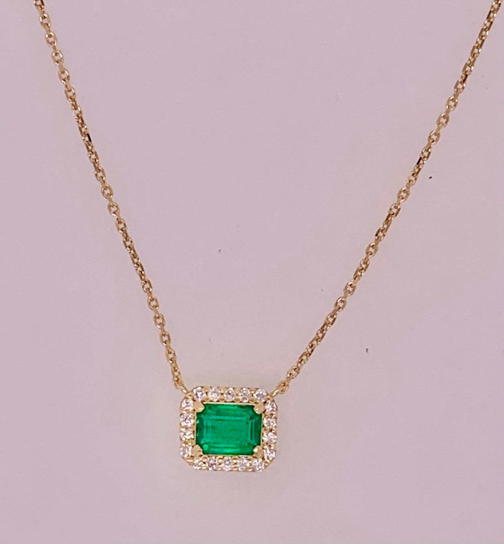 18K Emerald & Diamond Pendant