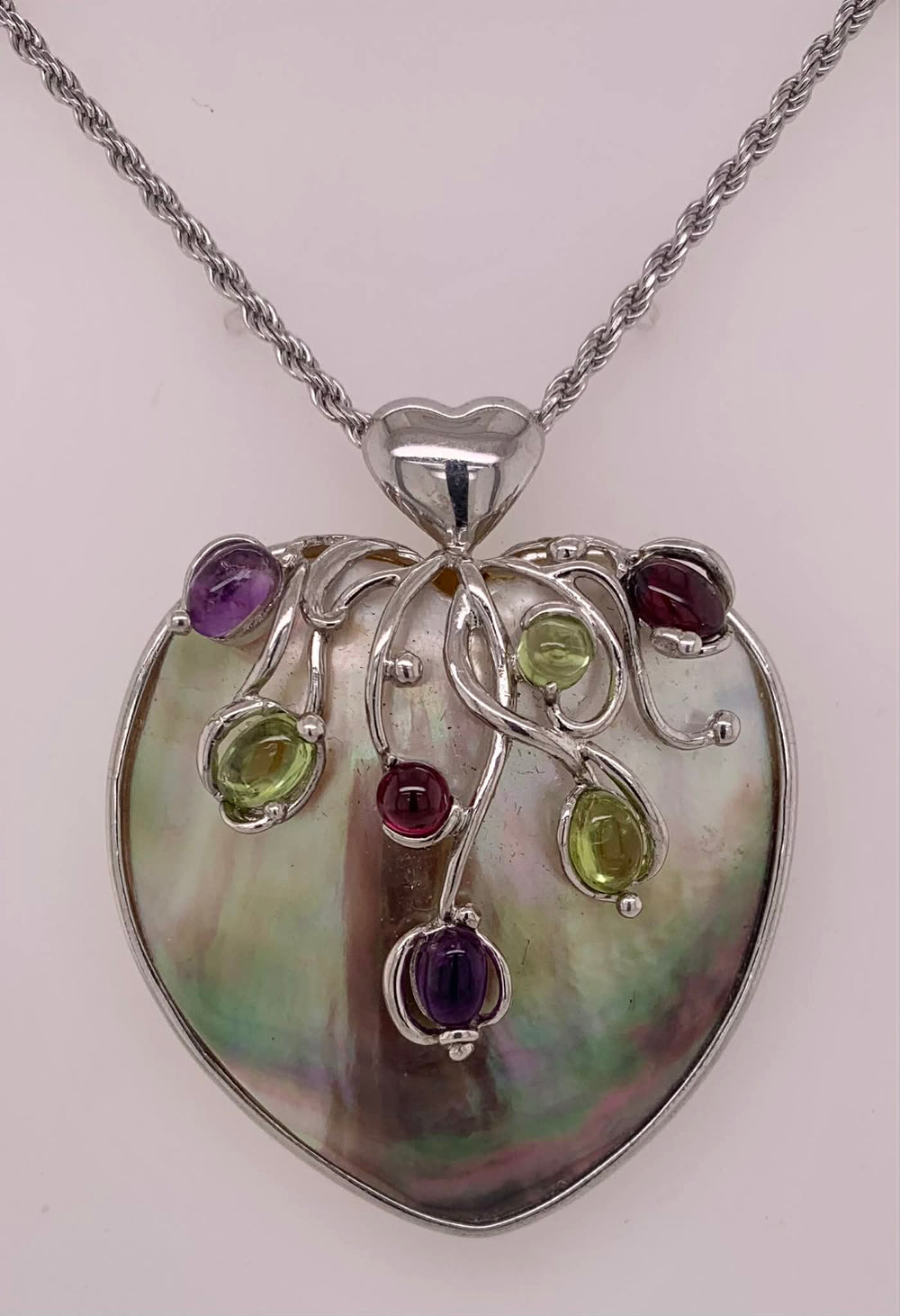 Sterling MOP Heart Pendant