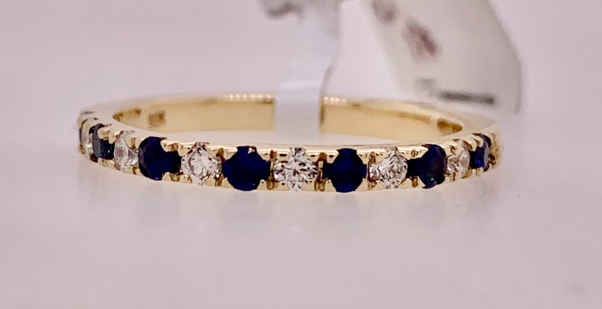 14K Sapphire & Diamond Band Ring