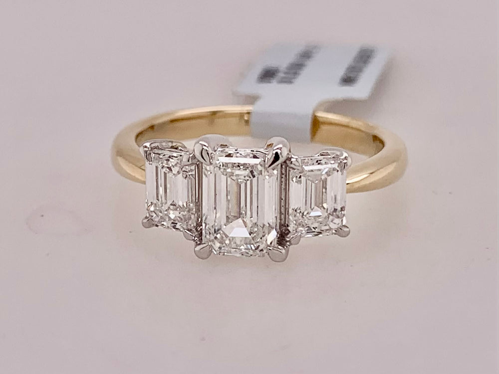 14K Three Stone LAB Diamond Band
