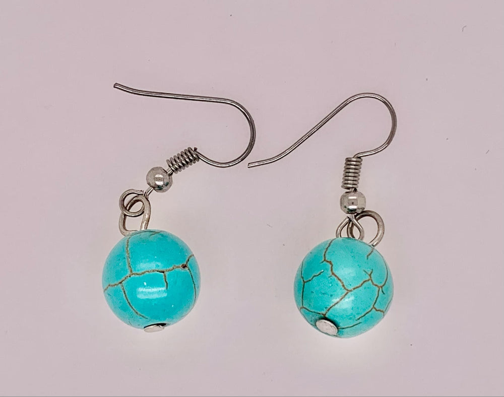 Estate Fashion Turquoise Bead Earrings