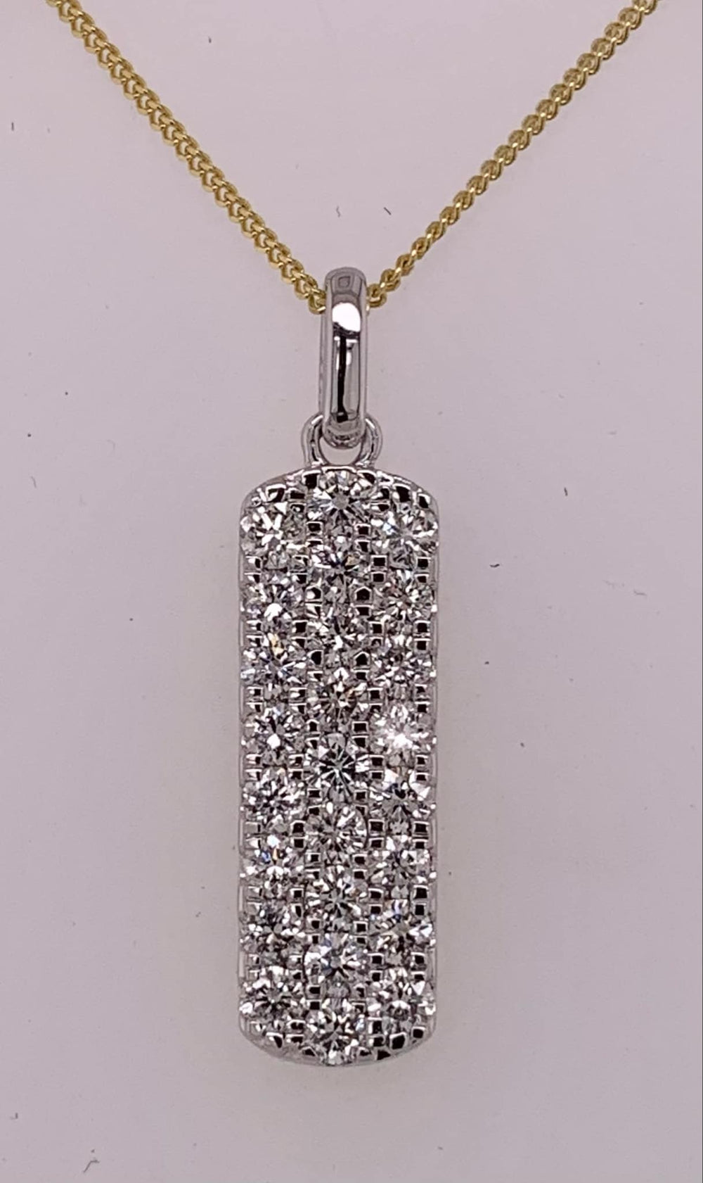 14K Vertical Diamond Bar Pendant