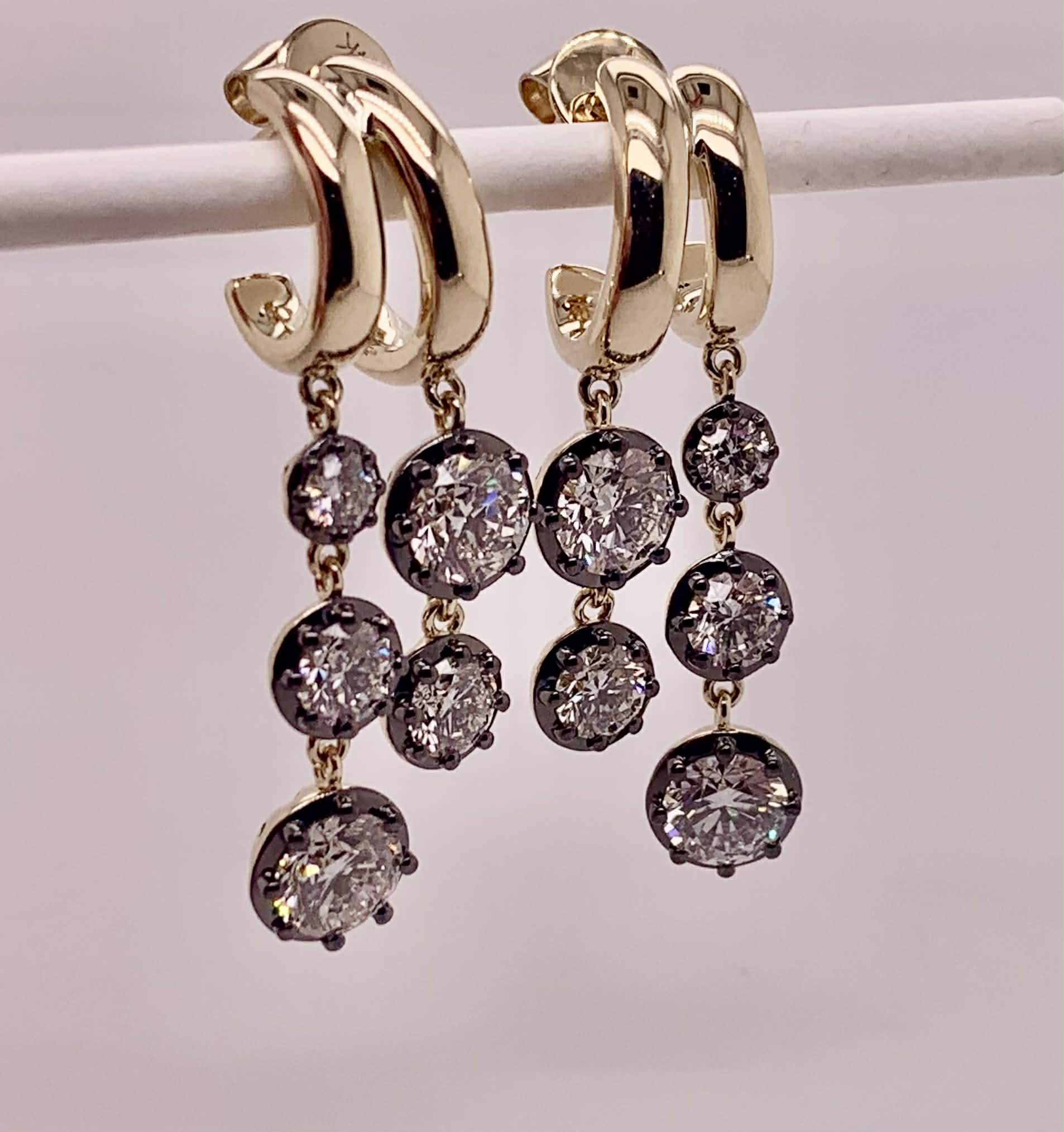 14K LAB Diamond Dangle Earrings