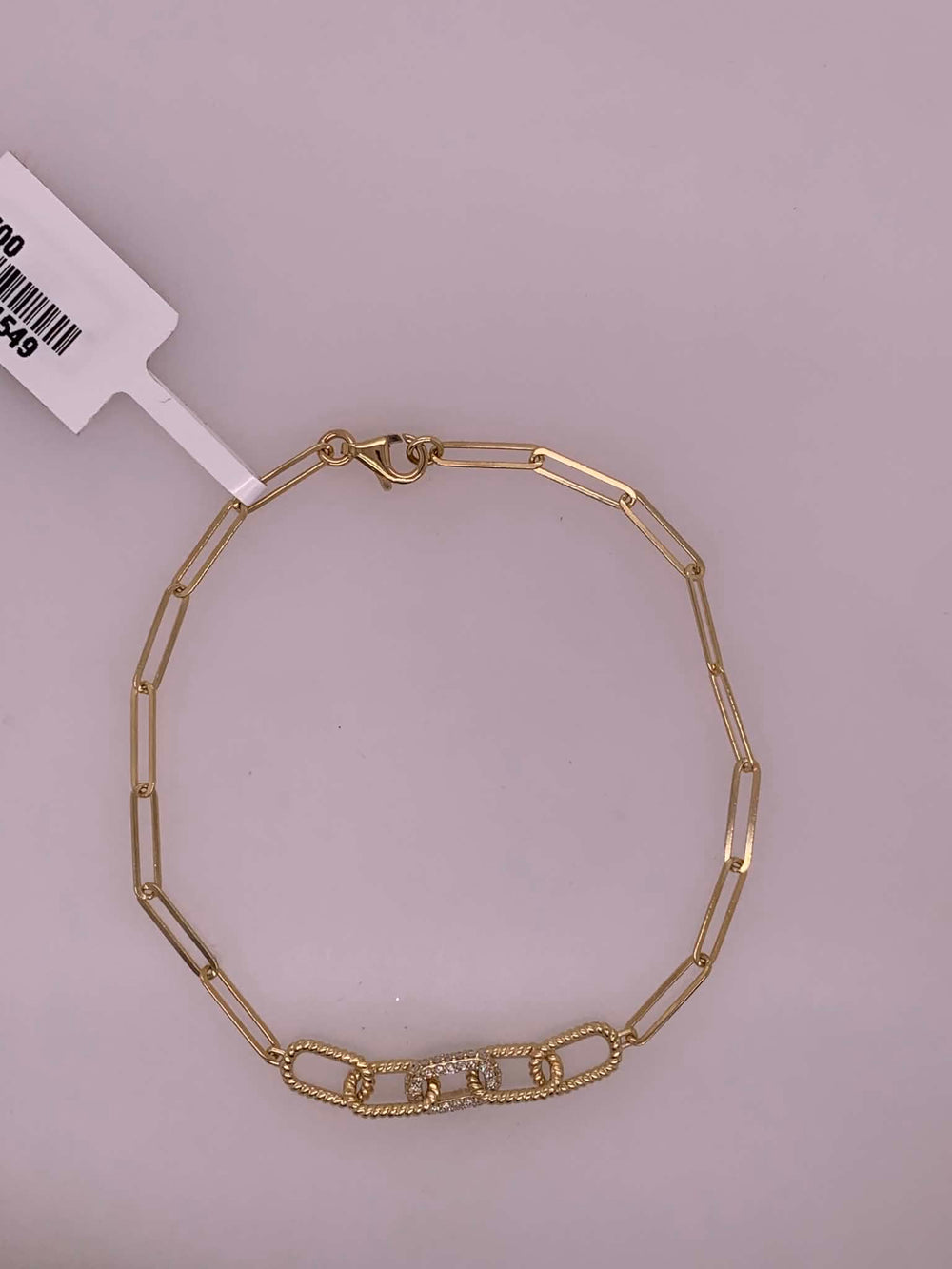 14K Diamond Paper Clip Bracelet