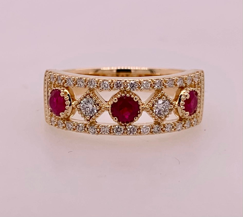 14K Ruby & Diamond Band