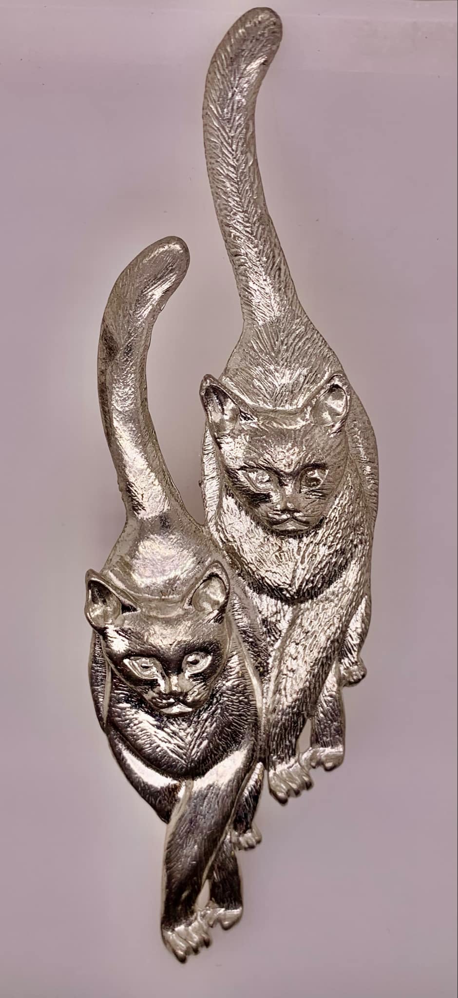 Estate Pewter Cat Brooch