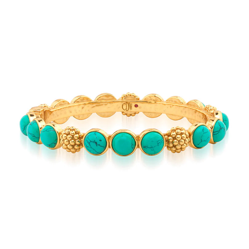 Gem Hinged Bangle - Turquoise