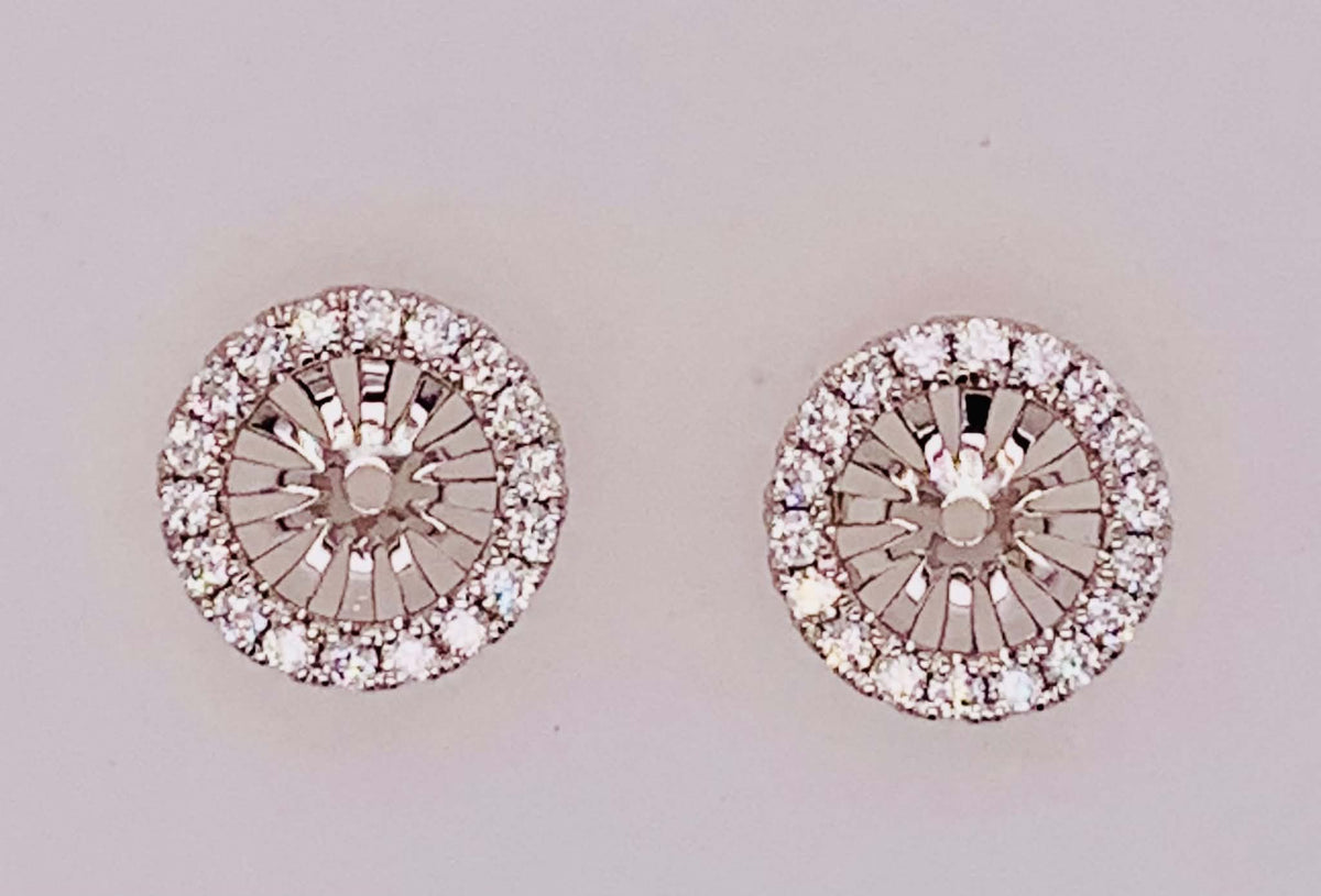 14K White Gold Diamond Earring Jackets