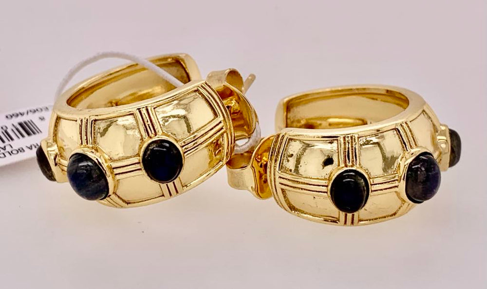 Cleopatra Bold Hoop Earrings - Blue Labradorite