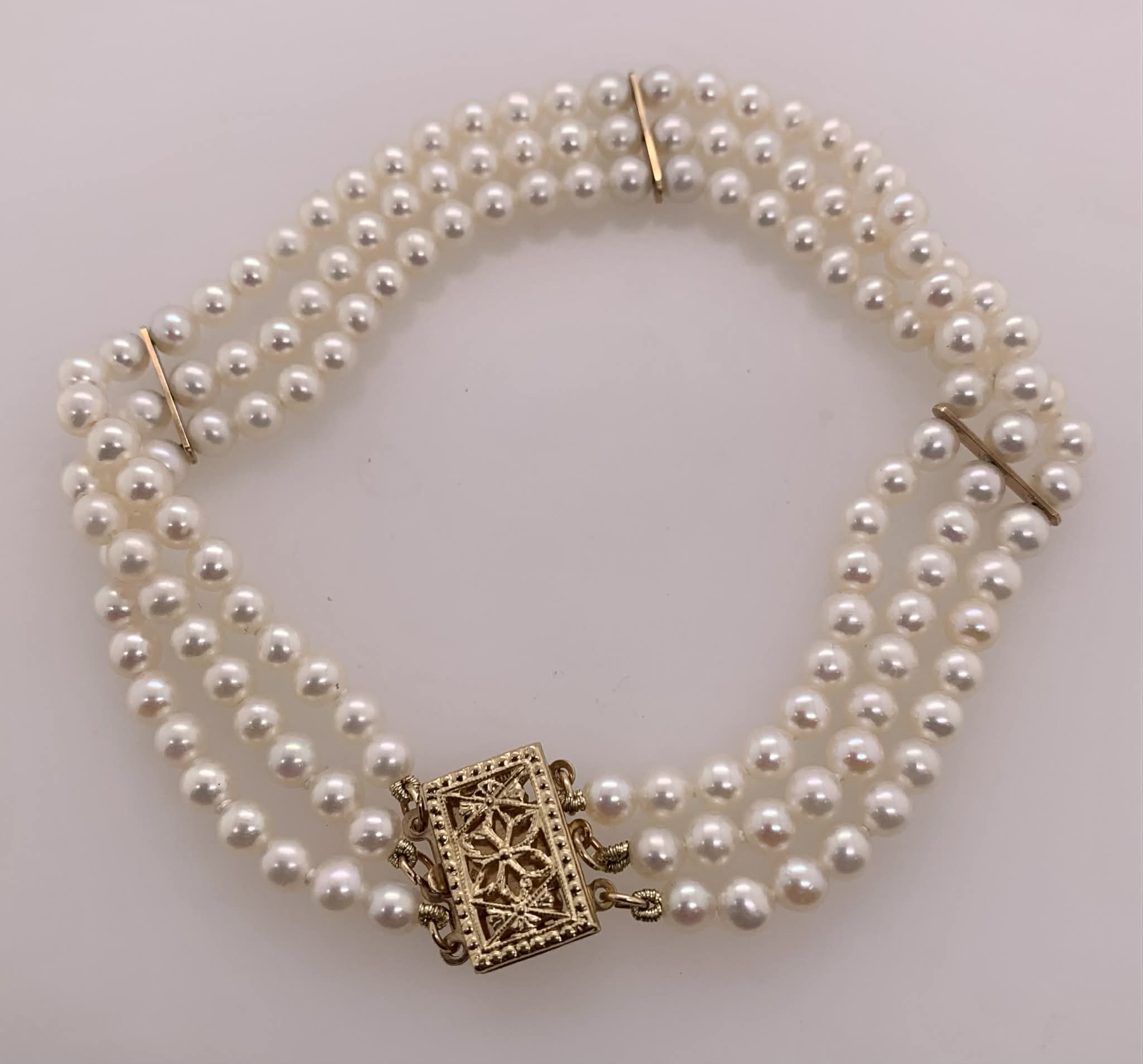 Triple Strand Cultured Pearl Bracelet
