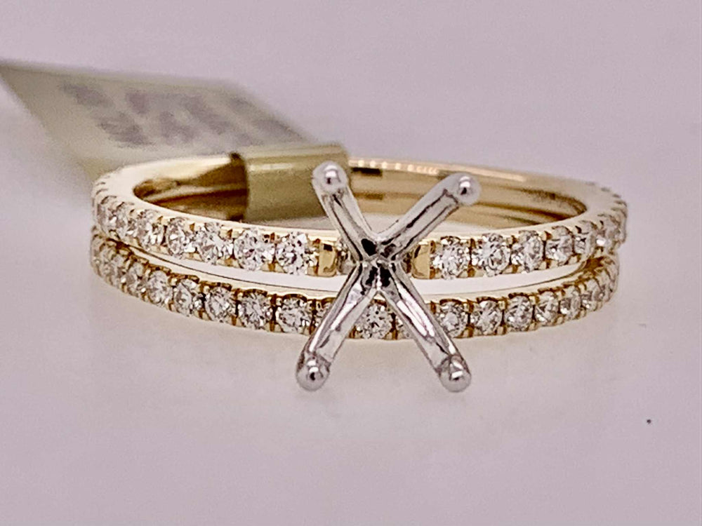 14K Two tone Bridal Semi-Mount Set
