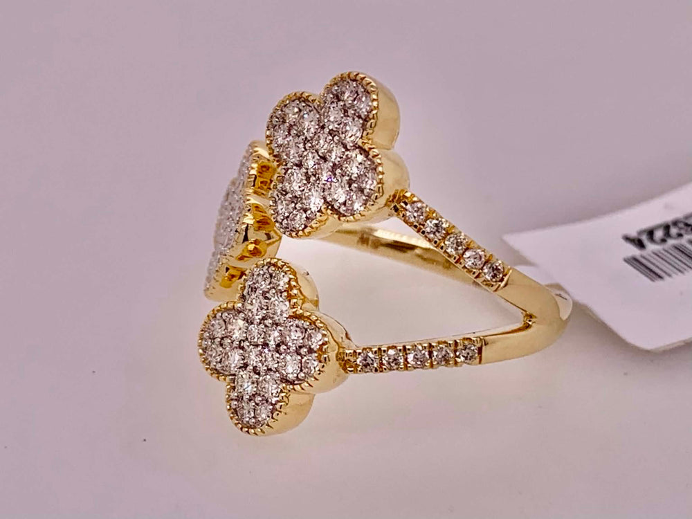 14K Diamond Triple Clover Ring