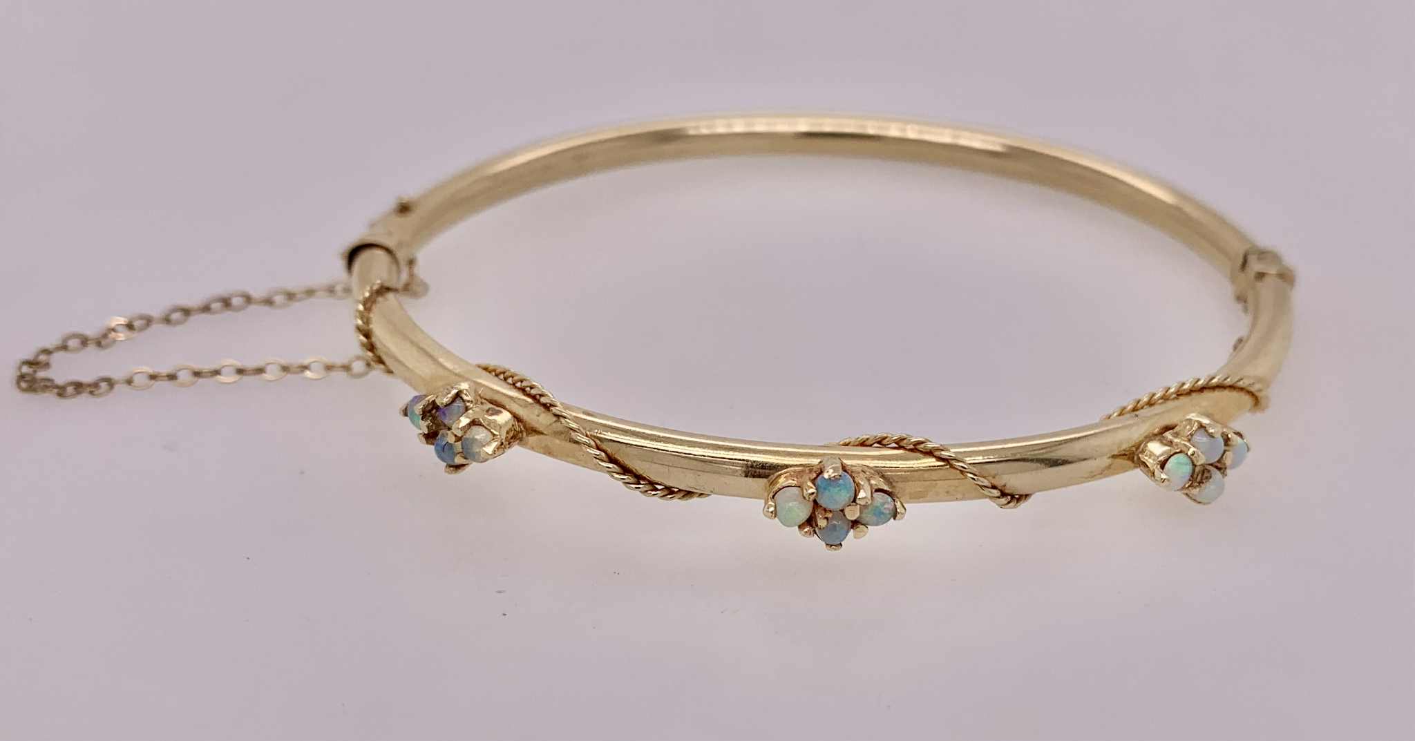14K Estate Opal Bangle Bracelet
