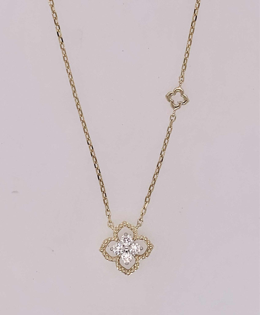 14K Diamond Clover Necklace
