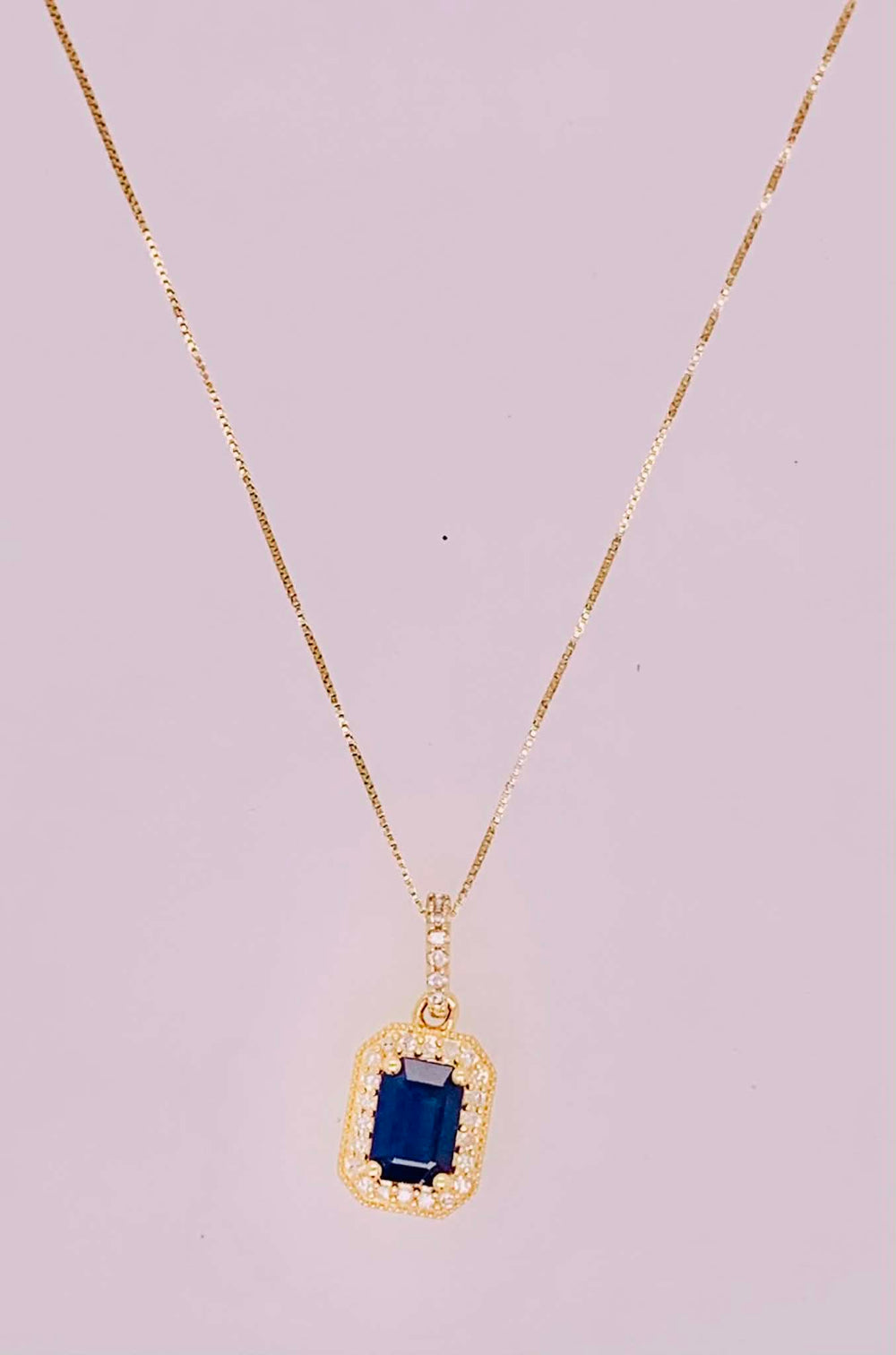 14K Sapphire & Diamond Pendant