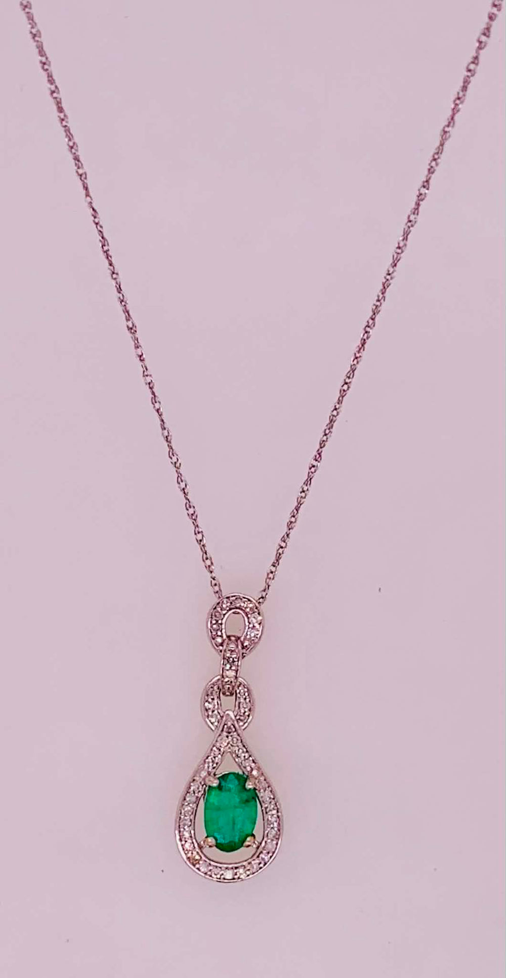 14K Emerald & Diamond Pendant