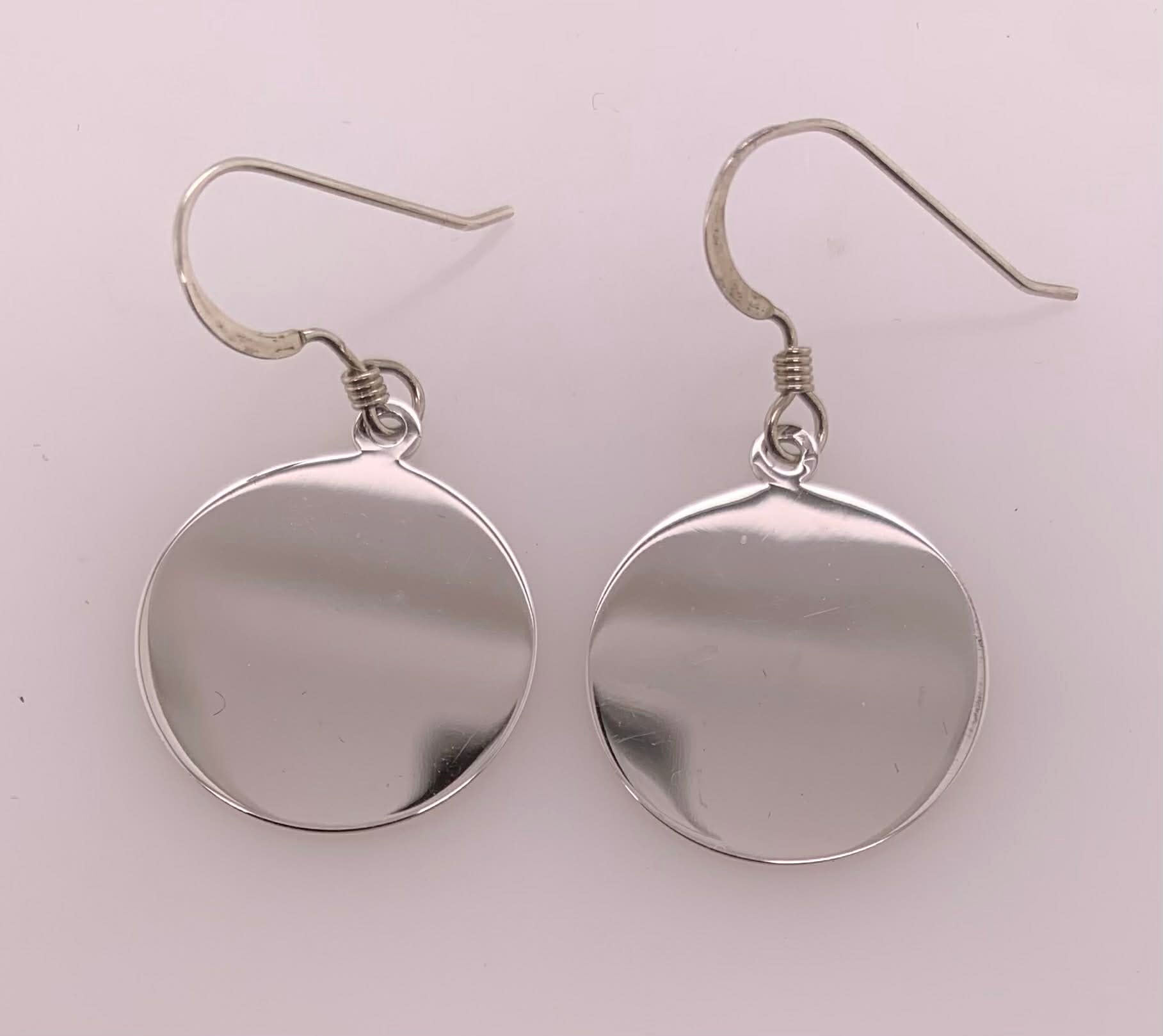 Sterling Engravable Disc Earrings