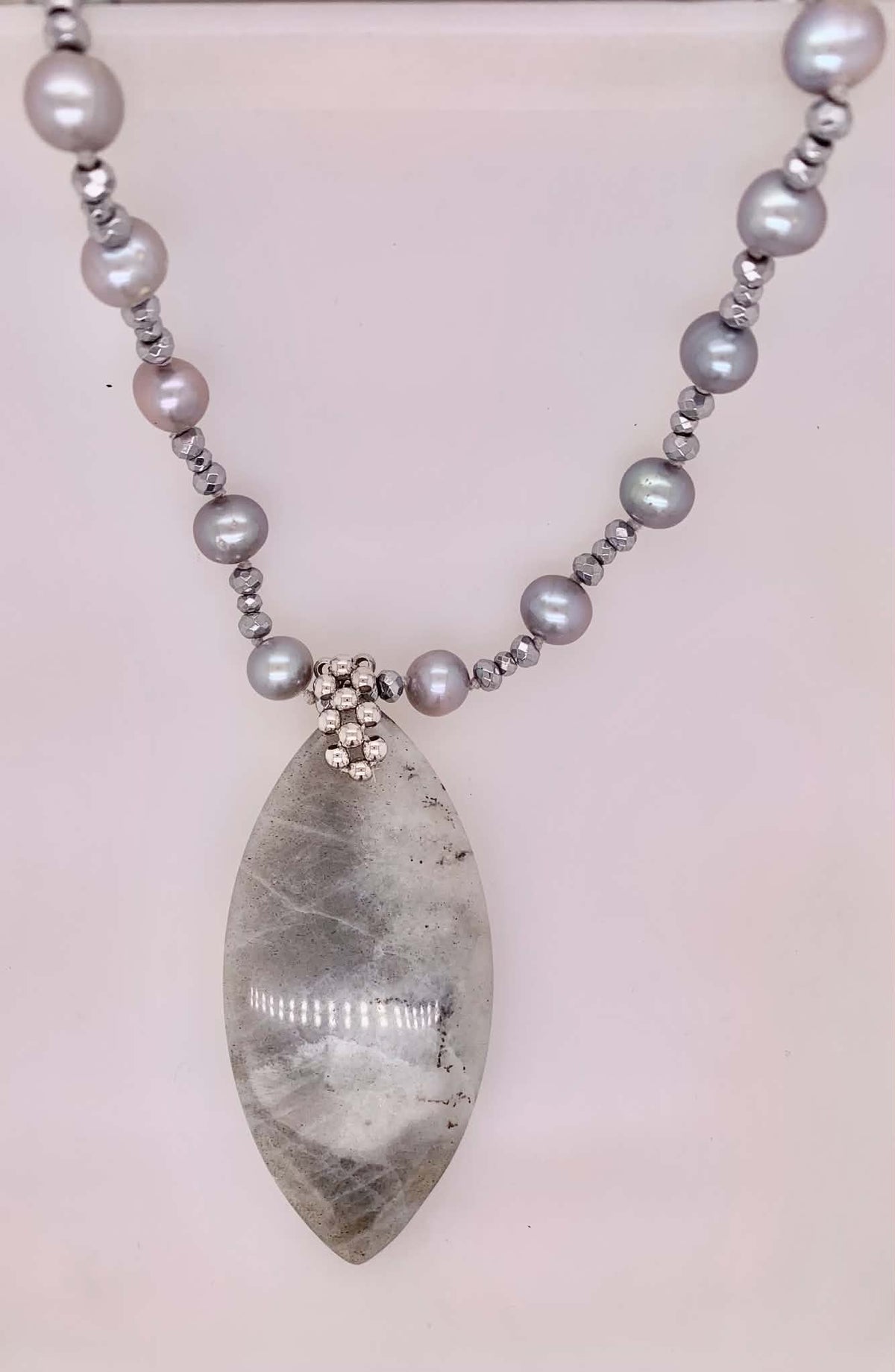 Estate Freshwater Pearl and Stone Medallion Necklace