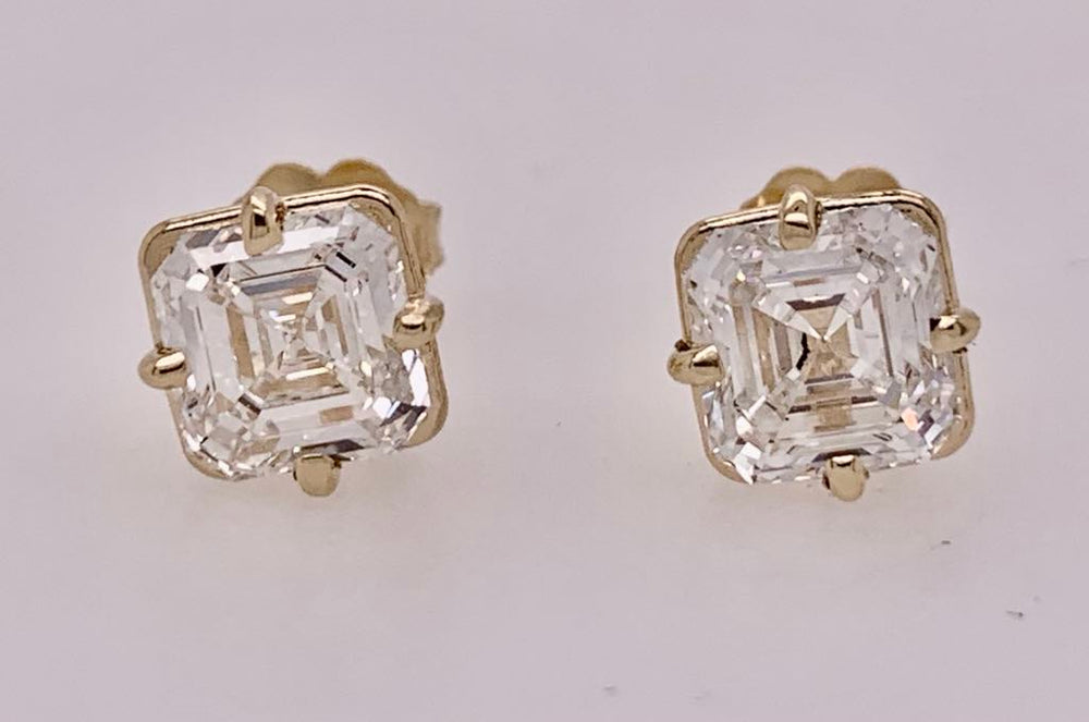 14K LAB Asscher Cut Diamond Earrings