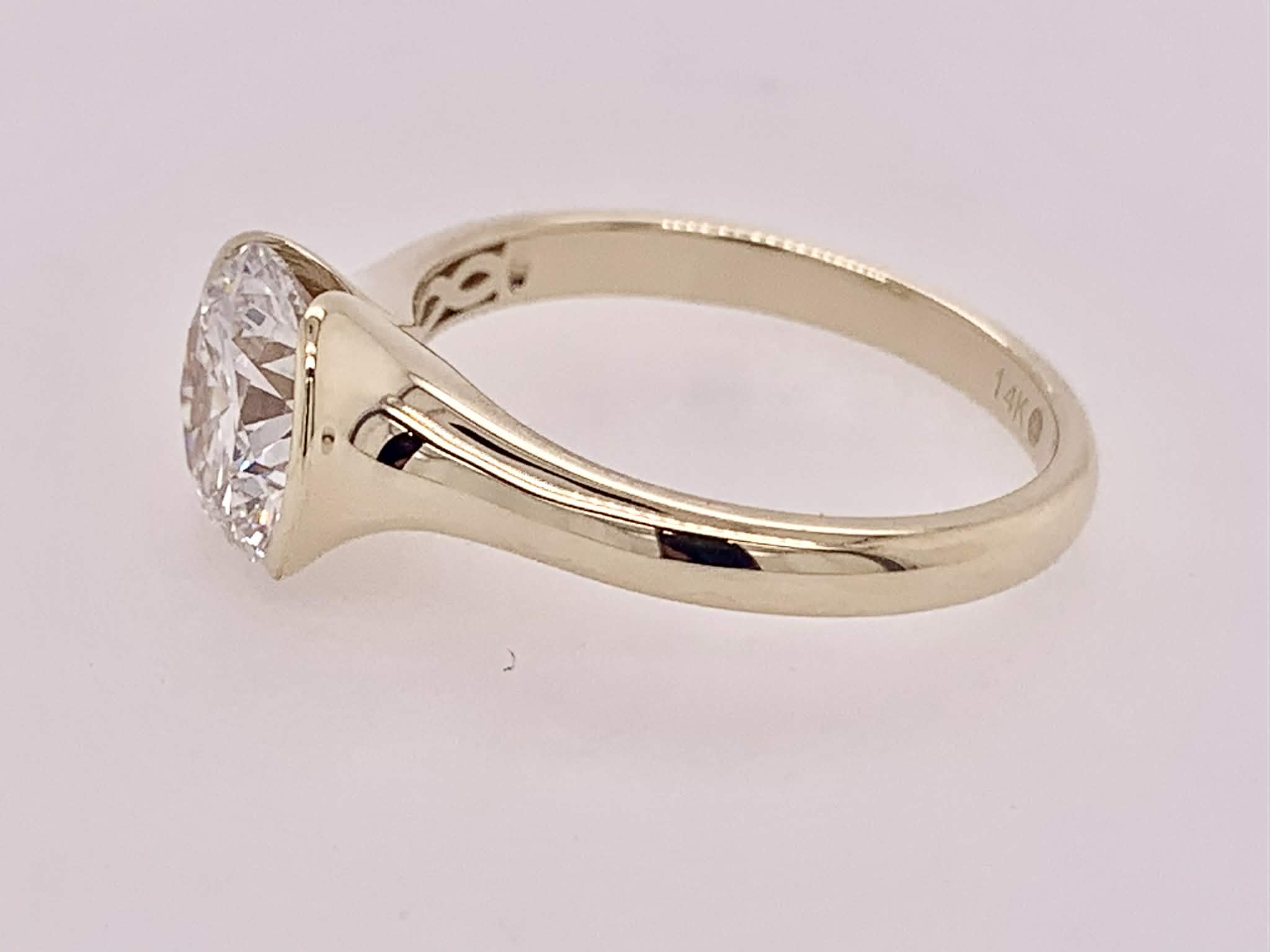 14K LAB Diamond Solitaire Ring