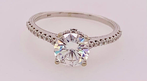 14K Moissanite and Diamond Engagement Ring