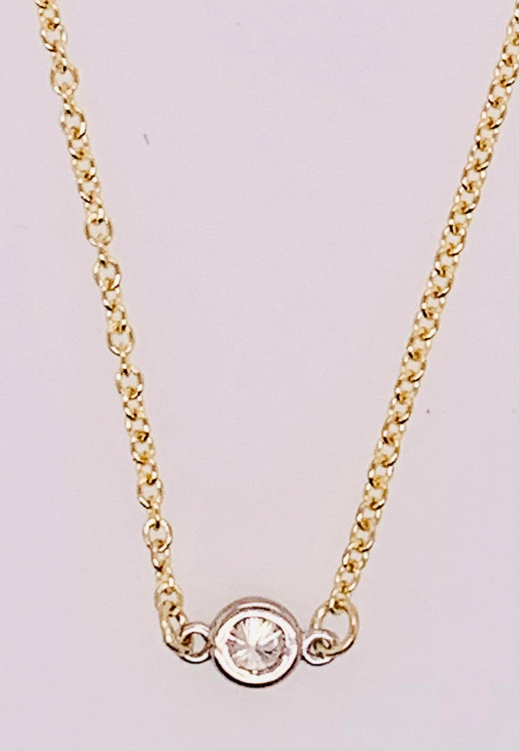 14K Yellow Gold Stationed Diamond Necklace