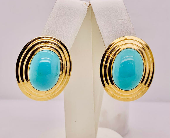 14K Estate Turquoise Earrings