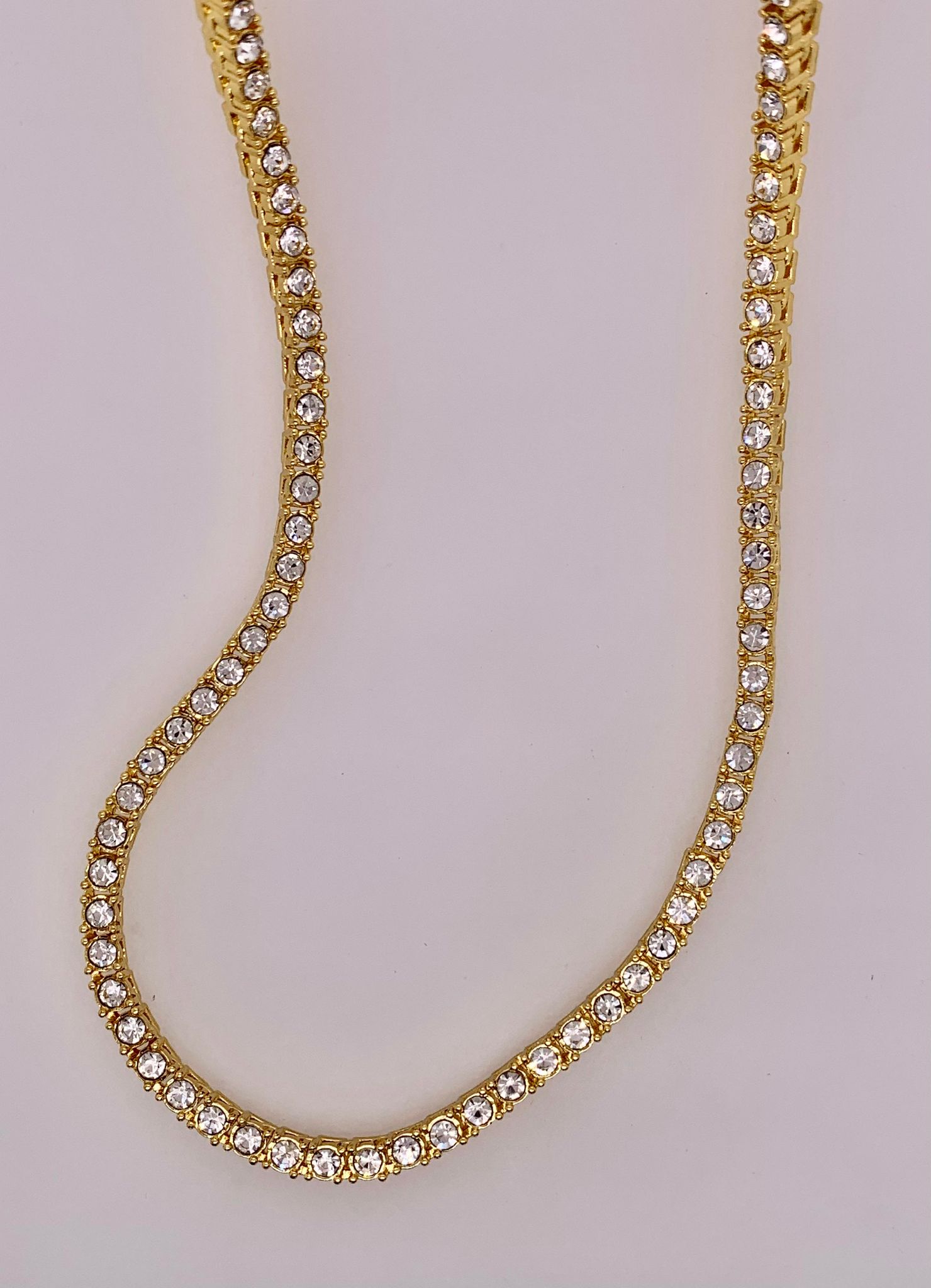 Fashion Gold Tone Tennis Necklace 16"