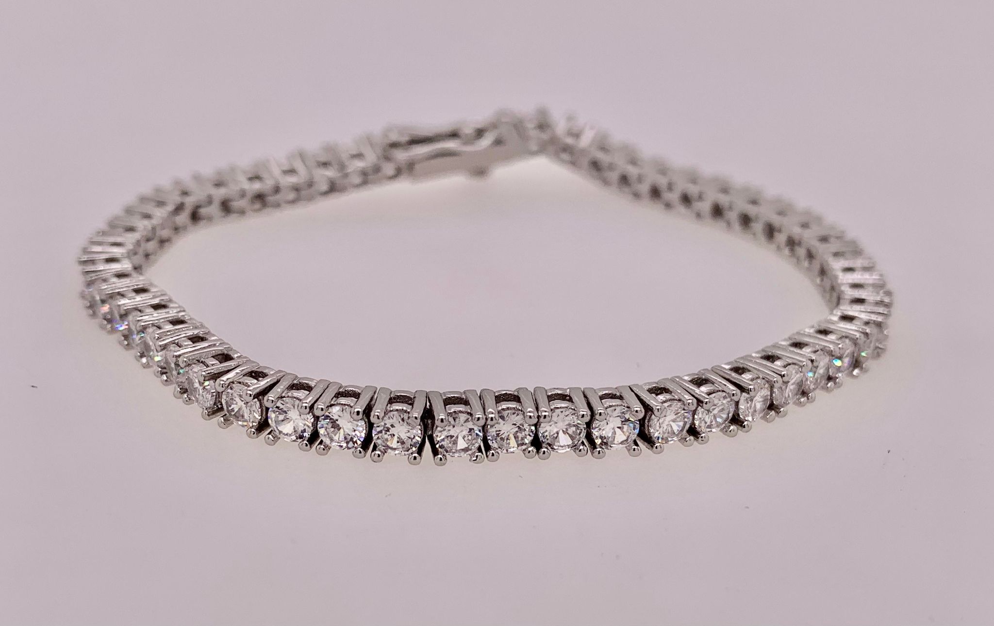 Fashion Silver Tone Tennis Bracelet 8"