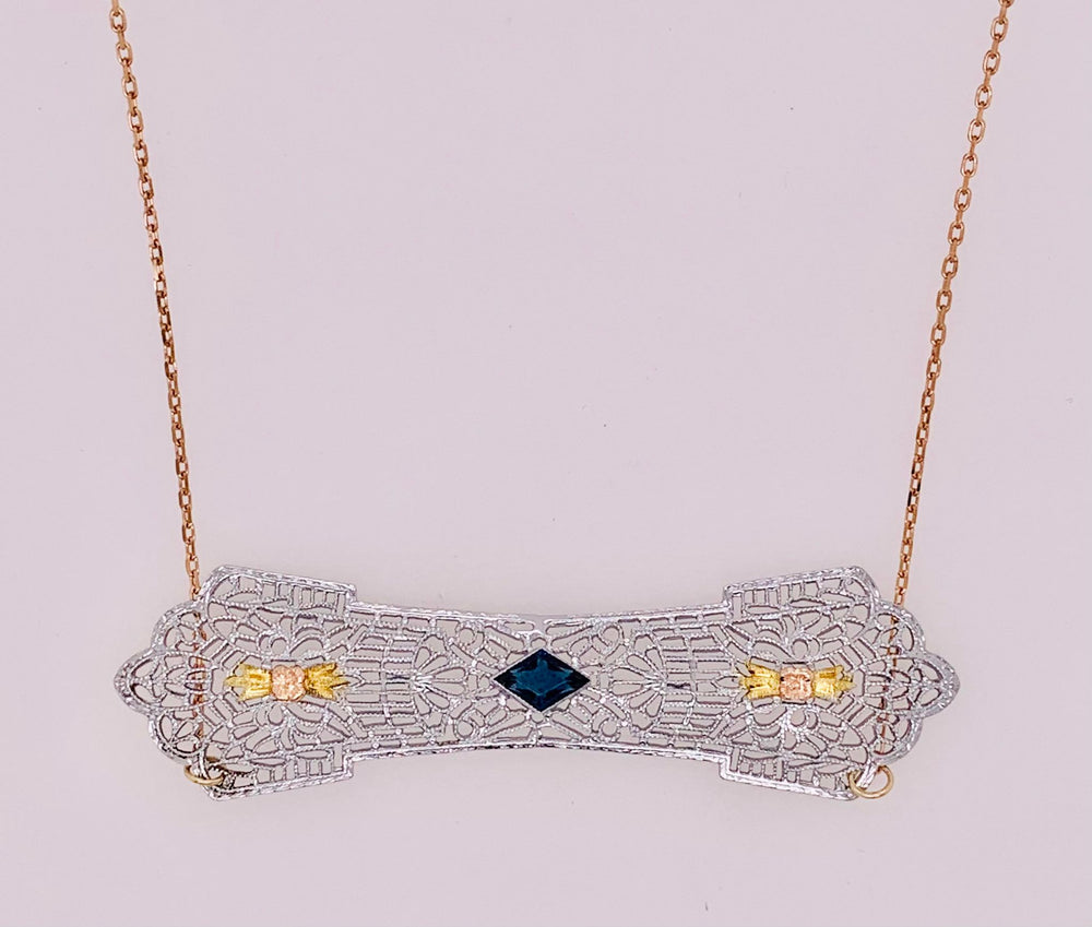 Estate Filigree Bar Pendant
