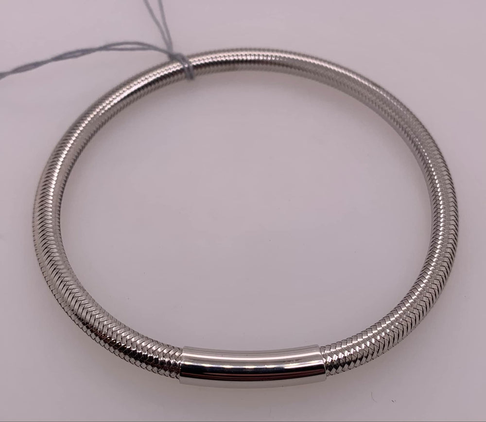 Silver Basketweave Stretch Bangle