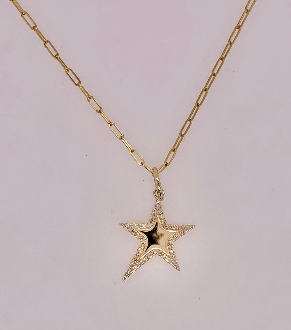 14K Diamond Star Charm