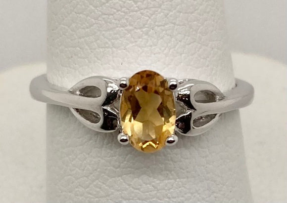 Sterling Silver Created Citrine Ring