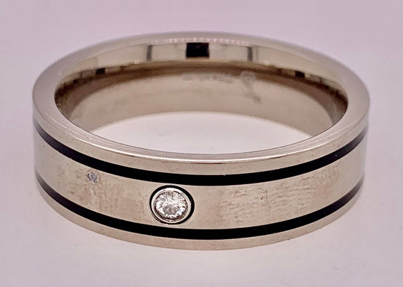 Closeout Men's Titanium Ring with Diamond