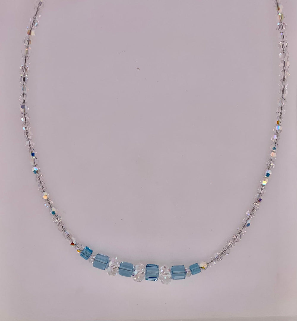 Closeout Sterling Silver Swarovski Crystal Bead Necklace