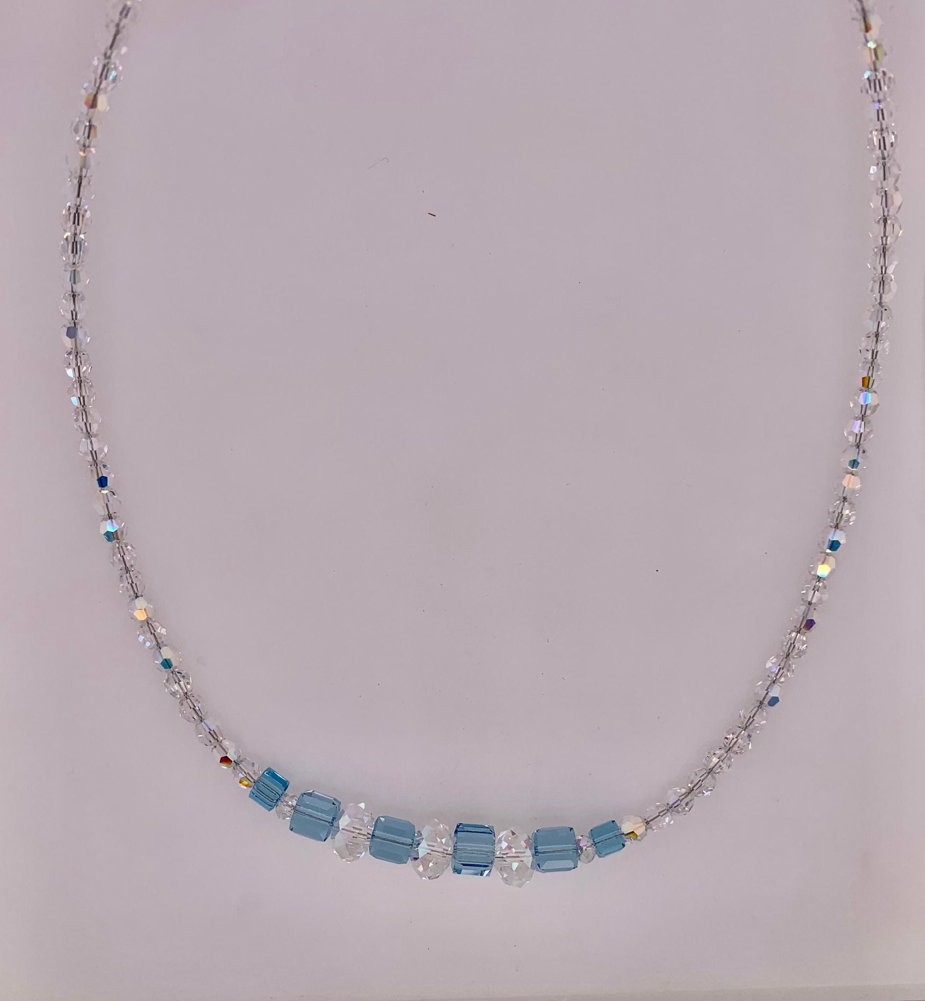 Closeout Sterling Silver Swarovski Crystal Bead Necklace