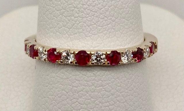 14K Ruby & Diamond Band Ring