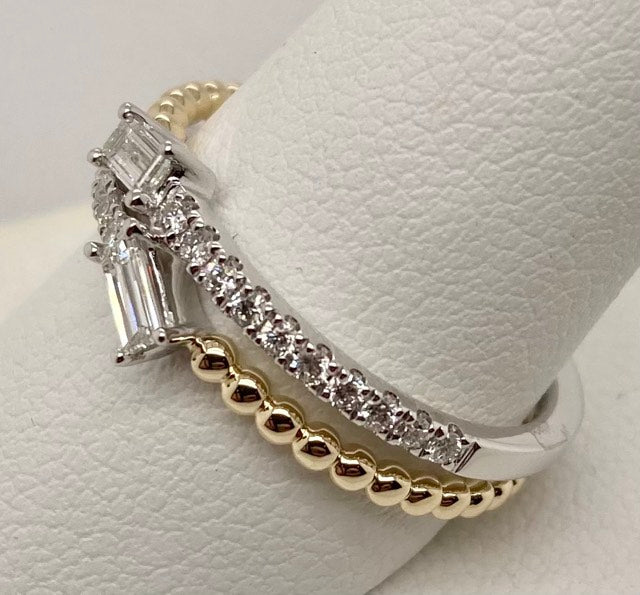 14K Two Tone Gold Diamond Band Ring