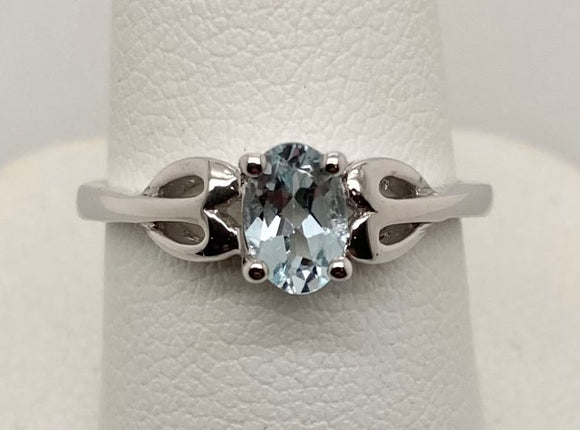 Sterling Silver Created Aquamarine Ring