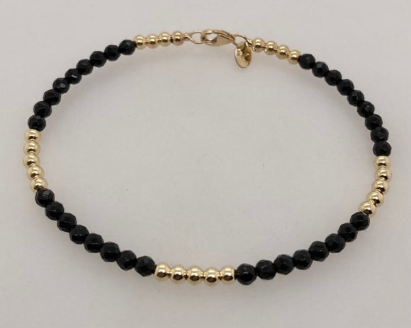 14K Gold & Onyx Bead Bracelet