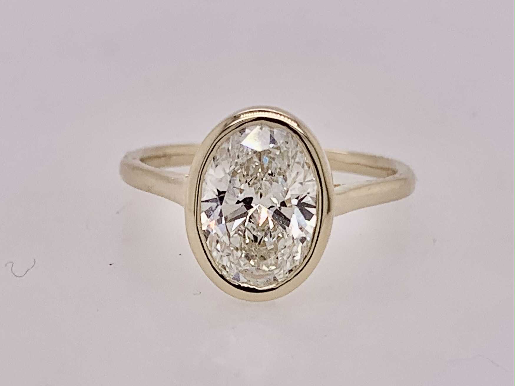 14K Oval LAB Diamond Solitaire Ring