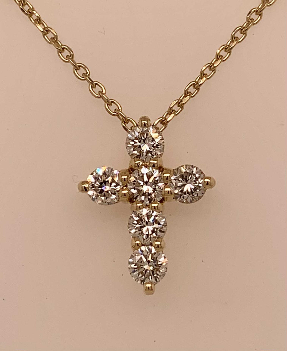 14K LAB Diamond Cross Pendant