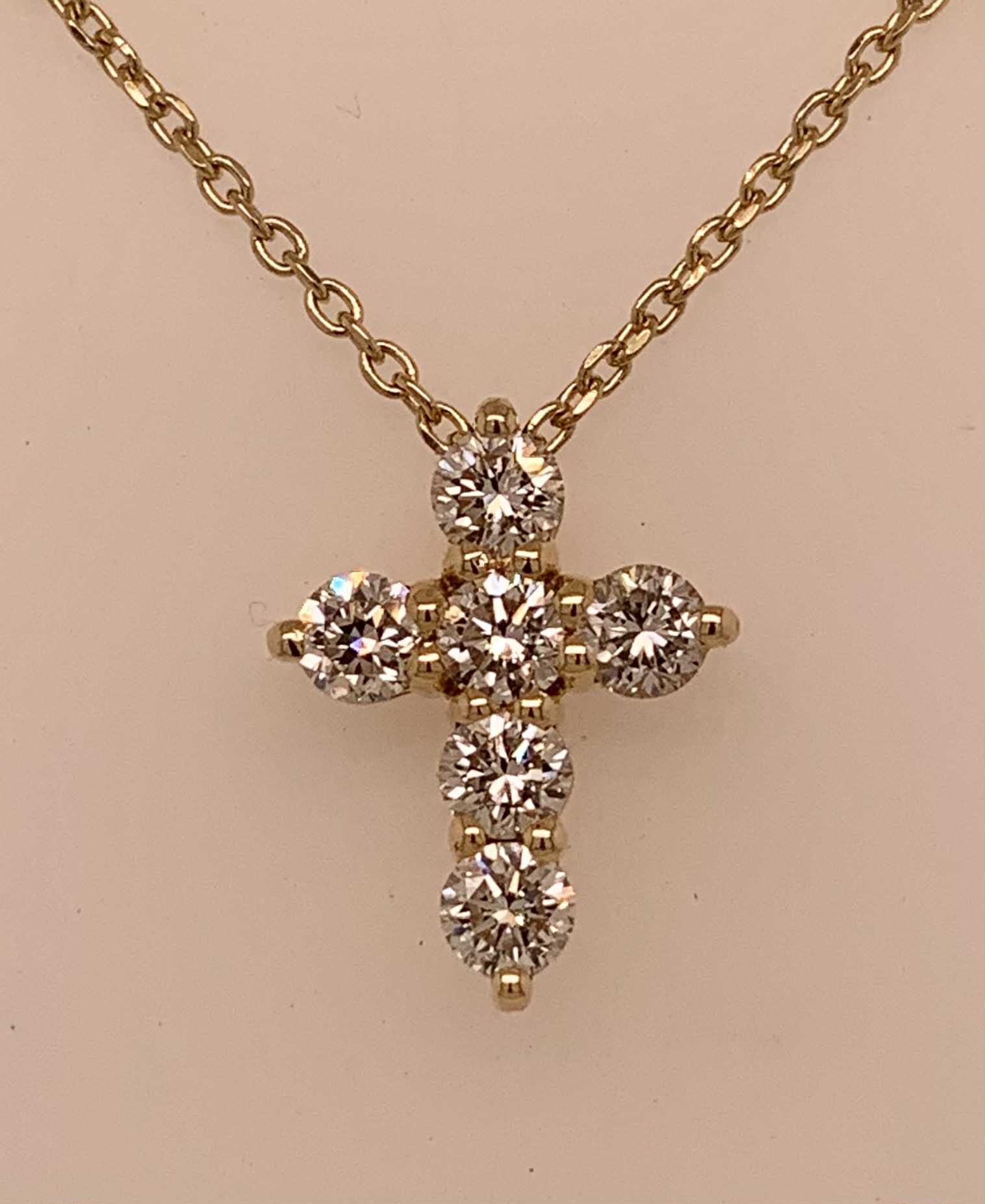14K LAB Diamond Cross Pendant