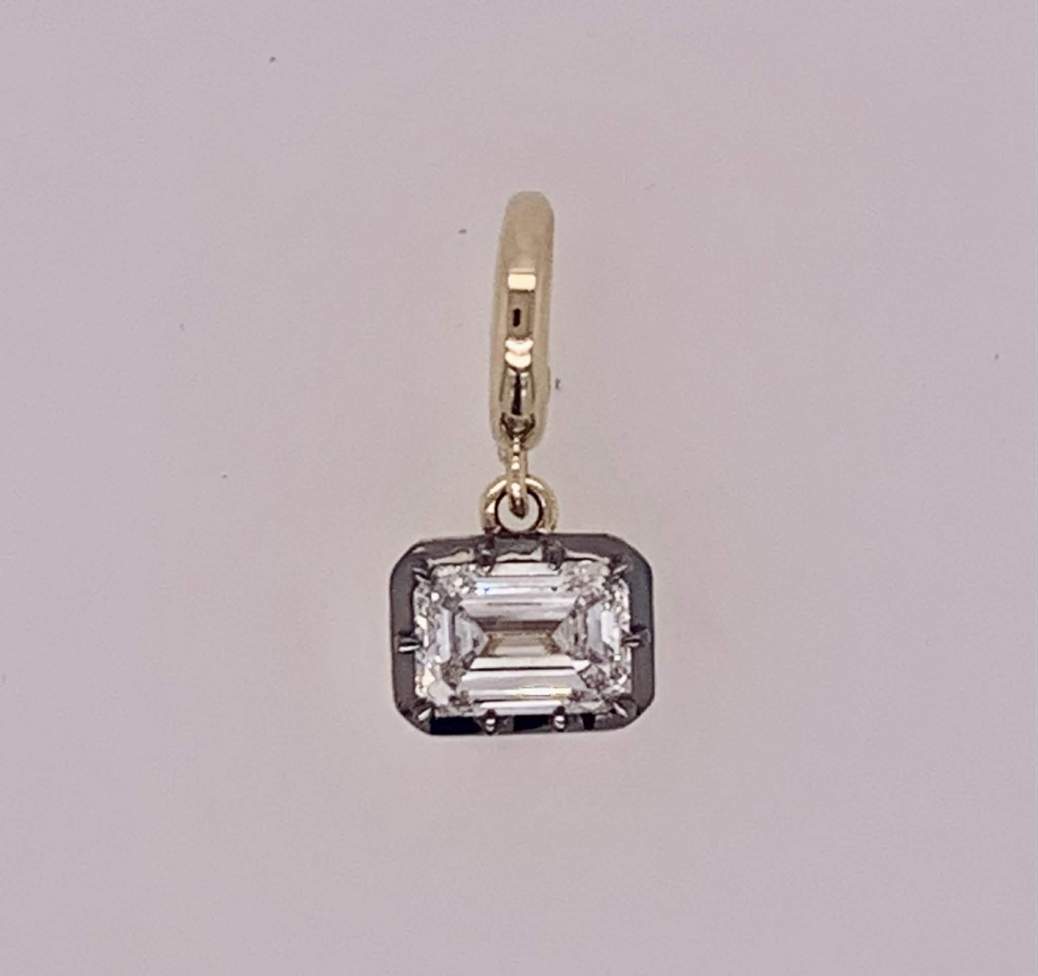 14K Emerald Cut LAB Diamond Pendant/Charm